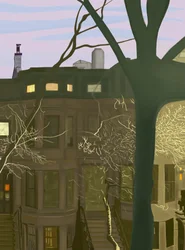 Brownstone nocą (grafika cyfrowa)