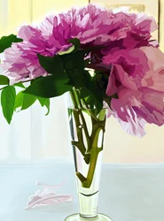 Piwonie magenta w wazonie (grafika cyfrowa)