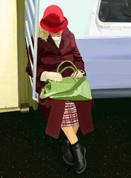 Kobieta w metrze (grafika cyfrowa)
