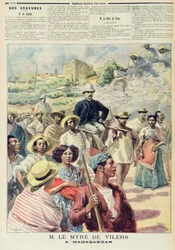 M. le Myre de Vilers na Madagaskarze, ilustracja z „Le Petit Journal”, 22 października 1894 (kolorowa rycina)
