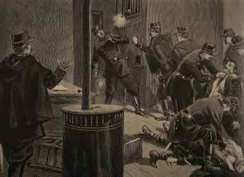 Etievant, Anarchista strzela z kraty, ilustracja z 