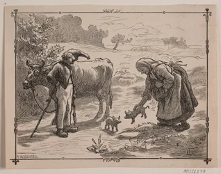 Ilustracja do bajki ludowej „Trzy małe czerwone świnki”