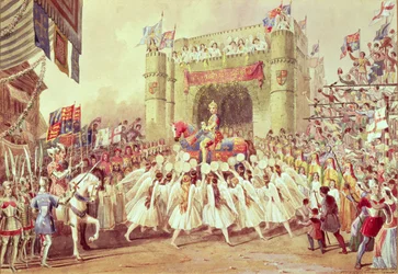 „The Shower of Gold”, scena z inscenizacji Henryka V Charlesa Keana, Princess Theatre, 1859