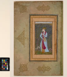 Przystojny młodzieniec trzymający gałązkę narcyza, ok. 1610 (nieprzezroczysta akwarela i złoto na papierze)