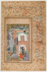 <em> Babur bawi się w pałacu sułtana Ibrahima Lodiego </em> z <em>Baburnamy</em>