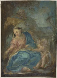 Odpocznij w locie do Egiptu (rekto); Madonna Różańcowa (verso)