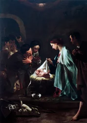 Adoracja pasterzy Federico Bencovich (1677-1753), olej na desce, 233x166 cm, detal