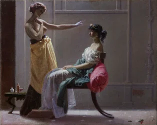 Scapigliatura: Starożytna toaleta (Toilette ancienne) par Faruffini, Federico (1831-1869). Olej na płótnie, format: 40x49,5