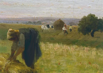 Żniwo, obraz Federico Rossano (1835-1912), olej na płótnie, 65x80 cm, detal