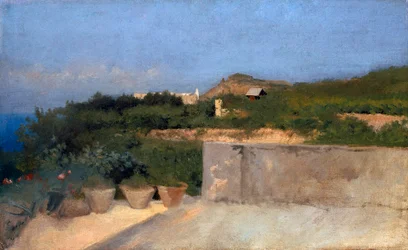 Taras w Resinie, Federico Rossano (1835-1912), olej na płótnie, 33x53 cm