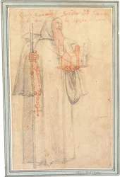 Fra Stefano, prokurator kamedułów w Vallombrosa, jako św. Romuald, trzymający model kościoła i różaniec, 1577