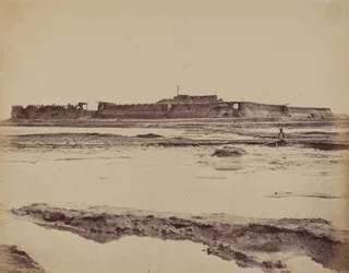 Zewnętrzna część fortu North Taku na rzece Peiho, pokazująca wejście angielskie i francuskie, 21 sierpnia 1860 r