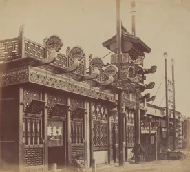 Sklepy i ulica, chińskie miasto Pekin, październik 1860