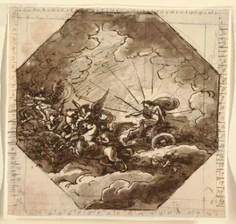 Apollo w swoim rydwanie z Aurora, Pokój Ottogonale, Palazzo Milzetti, Faenza