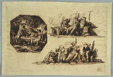 Bachus, Apollo i Mnemosine; Minerwa z trofeami