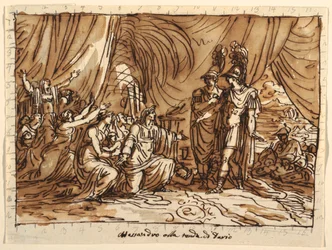 Projekt sufitu, Aleksander i Rodzina Dariusza, Łaskawość Aleksandra, Sala di Alessandro, Palazzo Naldi, Faenza