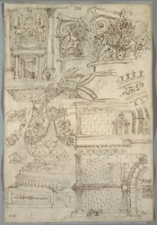 Dekoracyjny gabinet; Verso: Studium anatomiczne