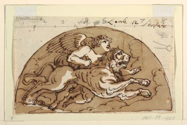 Lew, Luneta na suficie, Sala Ośmiokątna, Palazzo Milzetti, Faenza
