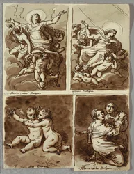 Luneta ze św. Piotrem i św. Pawłem ze św. Mateuszem i prorokiem Izajaszem, studium wg Sebastiano del Piombo
