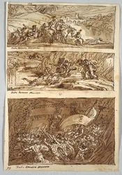 Sketchbook Page, Folio 95: Trzy obrazy wg Giulio Romano; Verso: Lew i Orzeł