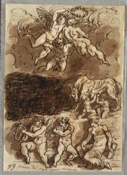 Trzy Putti z Girlandą; Romulus i Remus karmienie piersią od wilczycy; Dwa talerze grające Putti