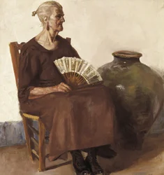 Siedząca kobieta, XX w. (olej na płótnie)