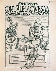 Inkaski cesarz Atahualpa stracony przez Hiszpanów w Cajamarce, 28 lipca 1533