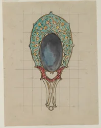 Projekt lusterka ręcznego, c. 1900-1902.