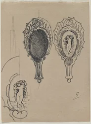 Projekt lusterka ręcznego, c. 1900-1902.