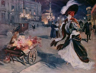 Paryż nocą w dzielnicy Opera, 1907