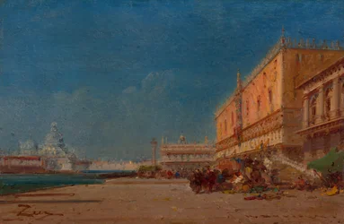 Wenecja z Rivy patrząc w kierunku Piazzale San Marco, około 1890 roku.
