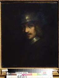 „Portret mężczyzny w hełmie” (Portret mężczyzny w hełmie) Obraz Ferdinanda Bola (1616-1680) XVII-wieczne Państwowe Muzeum Sztuki, Tuła, Rosja