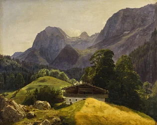 Taubensee ze Steinbergiem w Ramsau niedaleko Berchtesgaden, widok na Reiteralpe