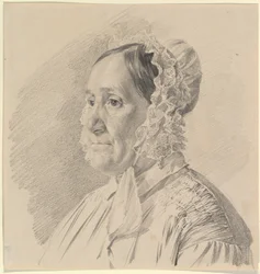 Portret kobiety w koronkowym czepku, w trzech czwartych profilu w lewo