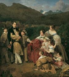 Notariusz dr. Josef August Eltz z żoną Caroline z domu Schaumburg i ośmiorgiem dzieci w Ischl