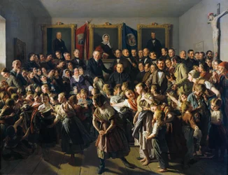 Dzieci ubogich rodziców otrzymują zimowe ubrania od społeczności Spittelberg na Michaelmas