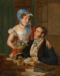 Kartograf profesor Josef Jüttner i jego żona, 1824.