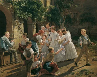 Poranek w święto Bożego Ciała, Ferdinand Georg Waldmüller (1793-1865)
