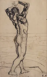 Akt męski, Study for the Truth, c.1901-02 (ołówek i tusz indyjski na papierze)