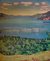 Jezioro Thun, z Leissigen, ok. 1910.
