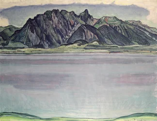 Jezioro Thun z górami Stockhorn, 1910