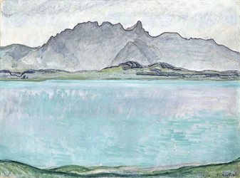 Jezioro Thunersee z górami Stockhorn, 1910
