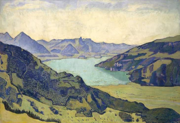 Widok na Jezioro Thun z Breitlauenen, 1906.