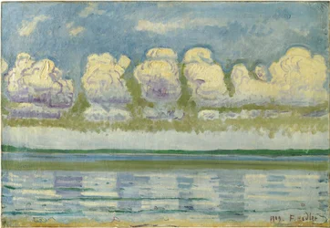 „Widok na Jezioro Genewskie i Jurę Szwajcarską” (Jezioro Genewskie z Jurą Szwajcarską) Obraz Ferdinanda Hodlera (1853-1918)