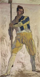 Wojownik z halabardą, ok. 1898.