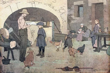 Z powrotem w domu, w Obrazkowej książce z dzieciństwa, ok. 1900 r. (rycina)
