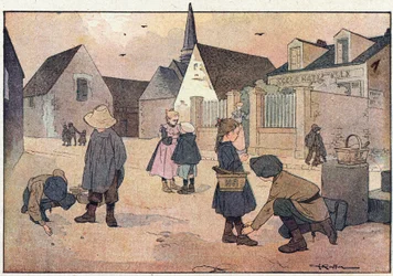 Poza szkołą, w Obrazkowej książeczce z dzieciństwa, ok. 1900 r. (rycina)