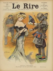 Satyra na stosunki Francji z Japonią w miarę wzrostu napięć między Japończykami a Francji (litografia kolorowa)