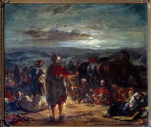 Obóz arabski w nocy. Obraz Eugene Delacroix (1798-1863)