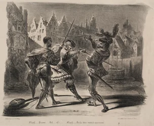 Ilustracje do Fausta: Pojedynek Fausta i Valentina, 1828.